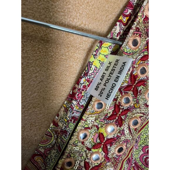 Boho Paisley Print Maxi Dress Kimono Sleeve Tassel V Neck Beach Cover Up - Picture 7 of 12